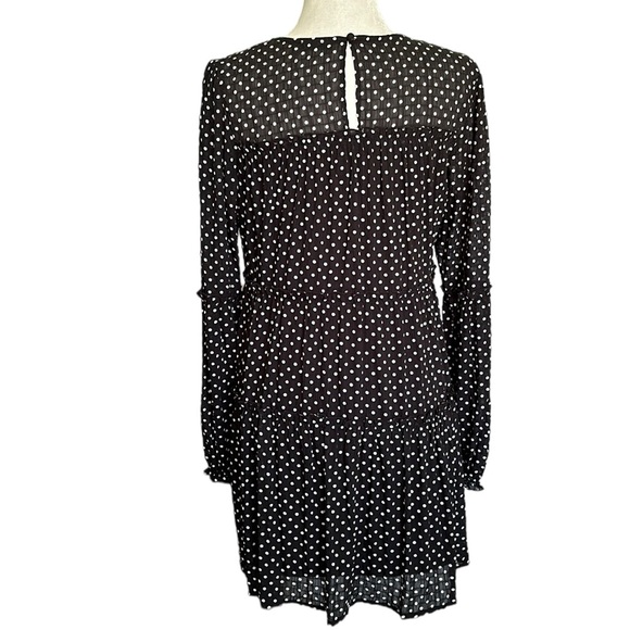 V ery j black & white polka dot tiered mini dress size M feminine sheer summer - Picture 6 of 7